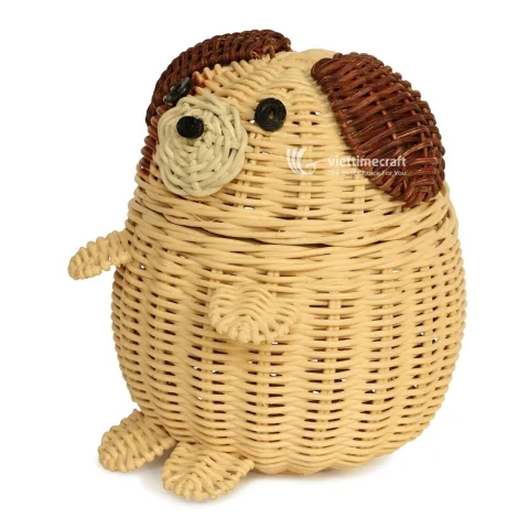 Dog-Shaped Rattan Storage Basket, Handmade Wicker Storage Basket Wholesale Manufacturer