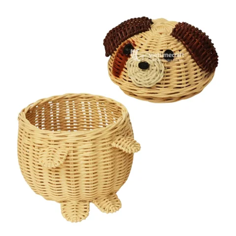 Dog-Shaped Rattan Storage Basket, Handmade Wicker Storage Basket Wholesale Manufacturer