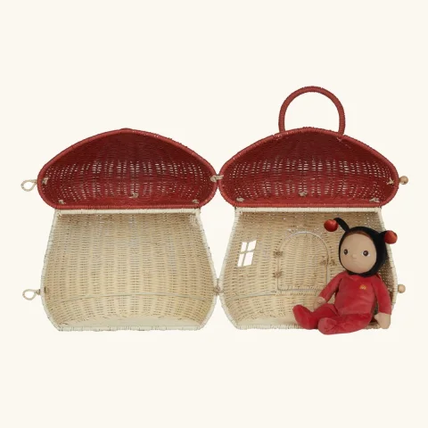 Mushroom House Rattan Basket with Lid, Handmade Wicker Storage Baskets Wholesale Manufacturer