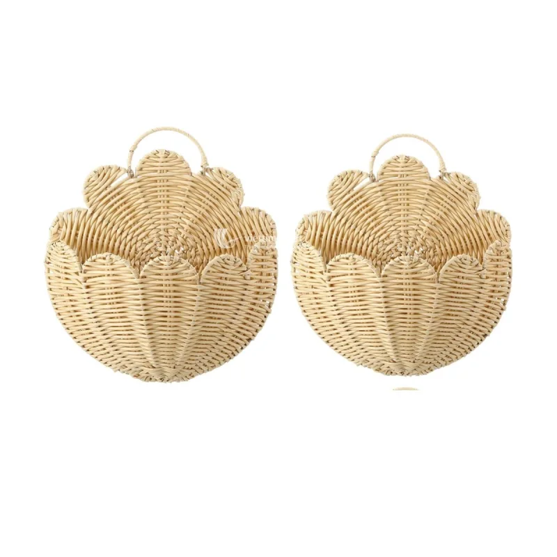 Scalloped Rattan Basket Hanging, Handmade Basket Wholesale Manufacturer from Vietnam
