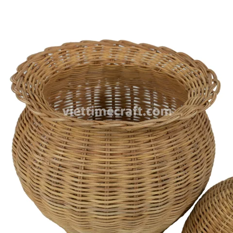Wicker Rattan Ginger Jar, Woven Jar Urns Vietnam Handicraft