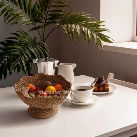 Creative Rattan Bowl Basket, Serving Bowl With Wavy Pattern