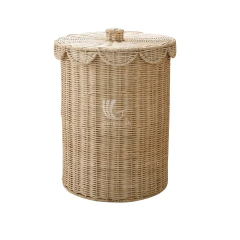 Set Of 3 Wicker Laundry Basket Hamper, Storage Containers with Lid Home Decoration