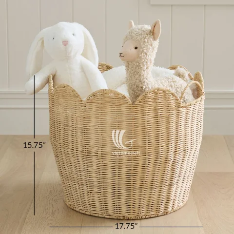 Set Of 3 Wicker Laundry Basket Hamper, Storage Containers with Lid Home Decoration