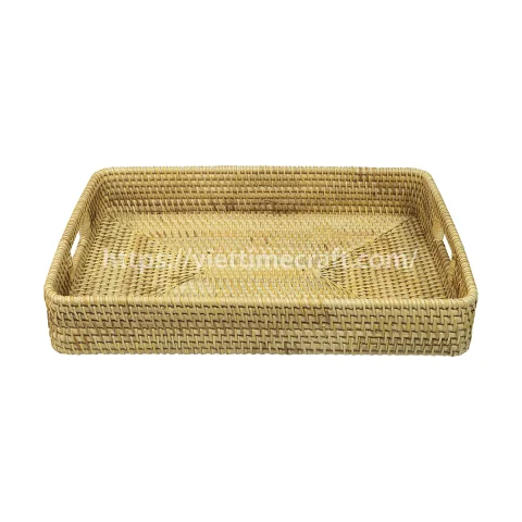 Sustainable Handmade Wicker Rattan Trays, Natural Woven Serving Baskets Wholesale