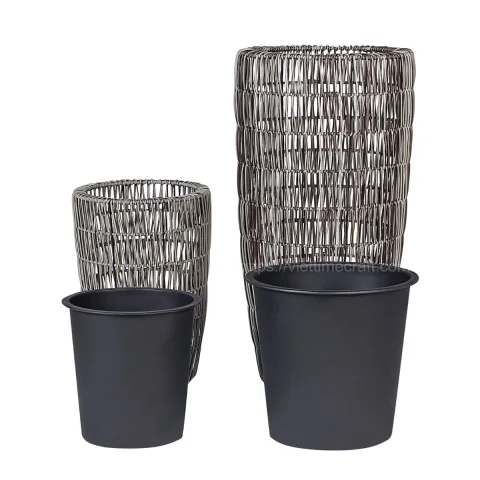 PE Rattan Planter, Outdoor Basket Home Decor