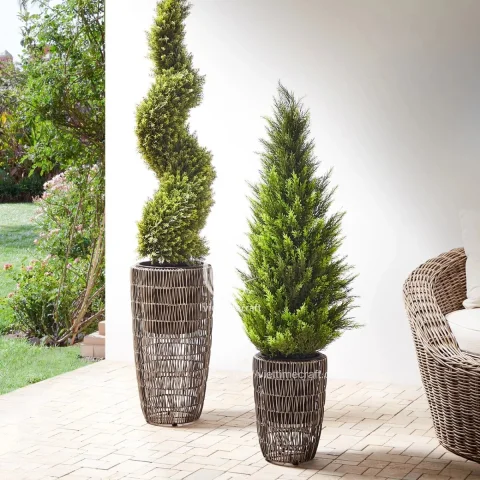 PE Rattan Planter, Outdoor Basket Home Decor
