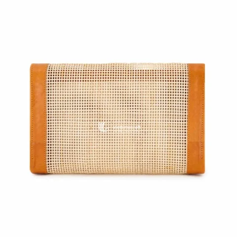 Hot Design Rattan and Leather Clutch