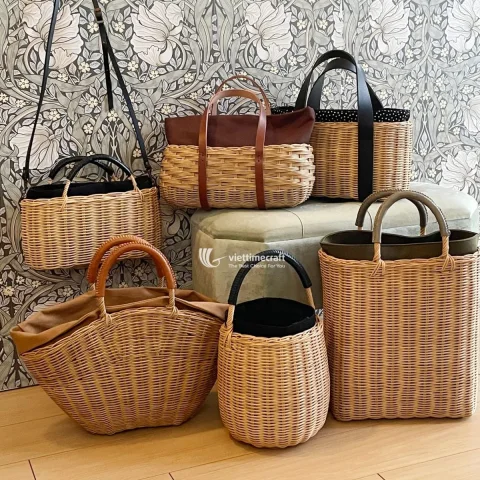 Rattan Weave Bucket Bag