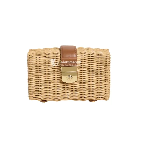 Rattan Clutch Purse for Women Summer Beach Bag