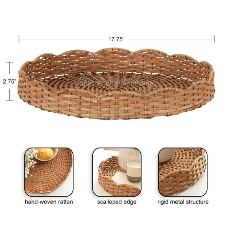 Hot Selling Wavley Round Rattan Serving Tray