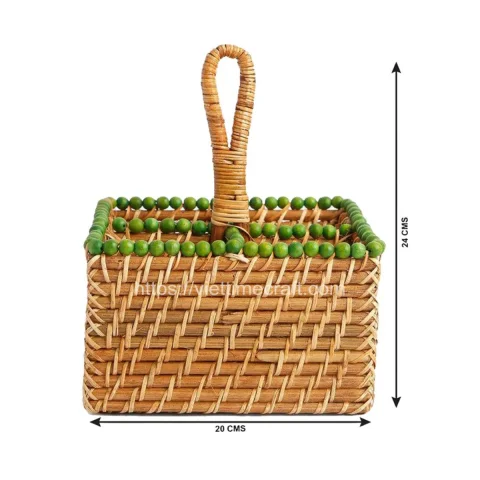 Woven Colorful Rattan Utensil Holder with Beads