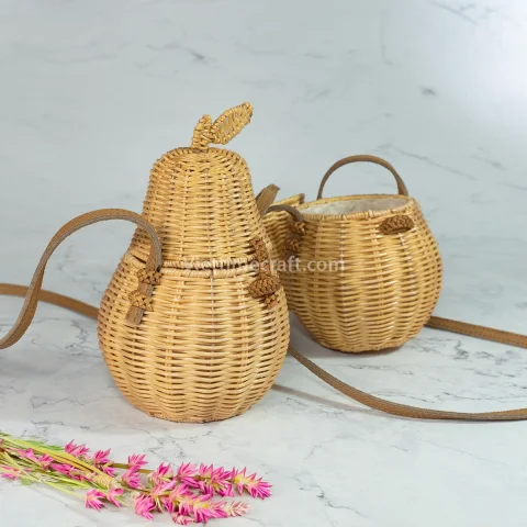 Cute Rattan Backpack Pear shape