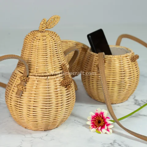 Cute Rattan Backpack Pear shape