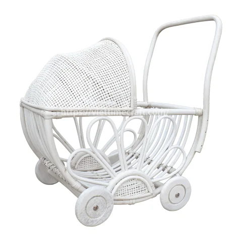 Rattan Baby Stroller Toy or Rattan Doll Pram for Kids