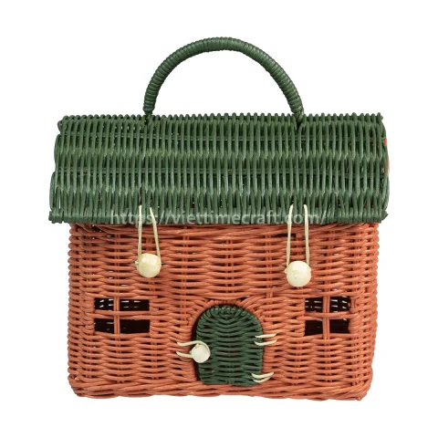 Rattan Export bonito bolso para niños, House-forma ratán bolso - REX-M0869