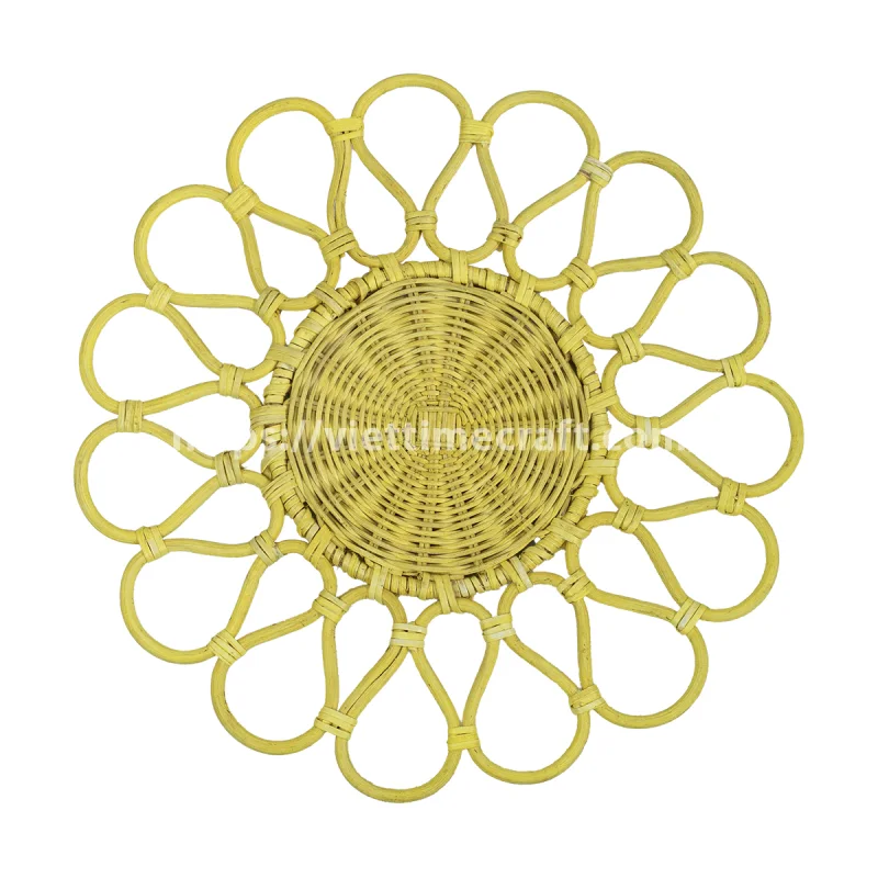 Best Seller Handwoven Rattan Sunflower Placemat – Natural Boho Table Decor – M0831