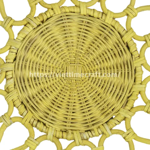 Best Seller Handwoven Rattan Sunflower Placemat – Natural Boho Table Decor – M0831