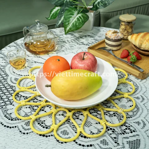 Best Seller Handwoven Rattan Sunflower Placemat – Natural Boho Table Decor – M0831