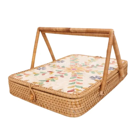 Rattan and Mother of Pearl Kitchen Set Rattan Table Setting – M0873