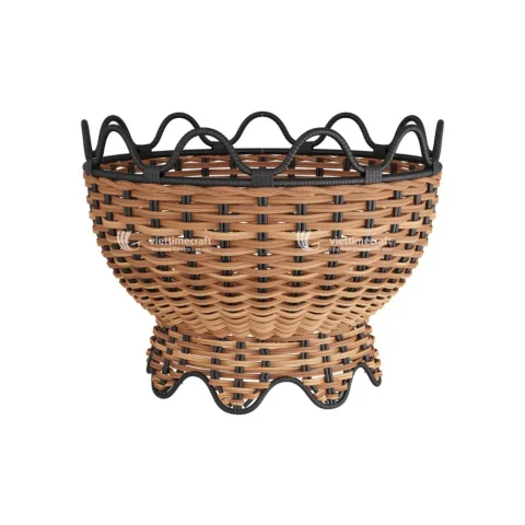 Creative Rattan Bowl Basket With Wavy Pattern