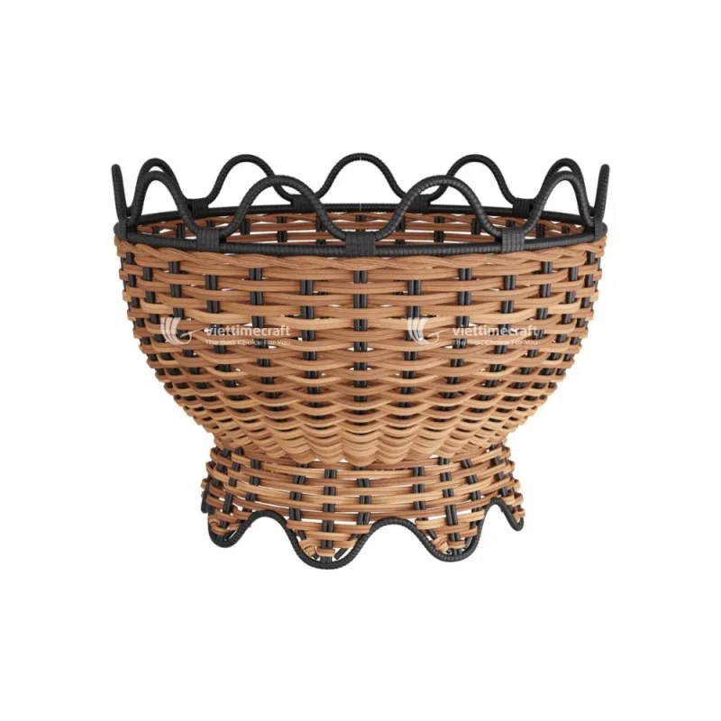 Creative Rattan Bowl Basket With Wavy Pattern