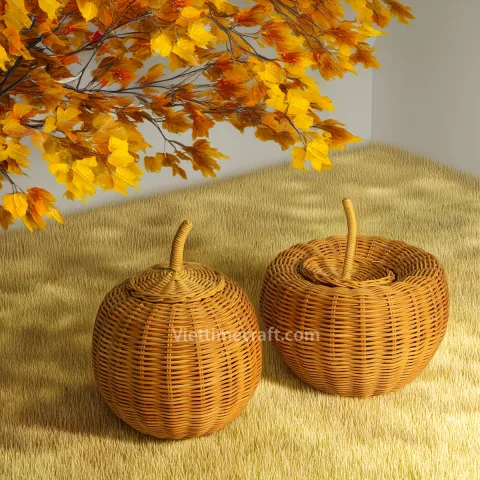 Wicker Rattan Pumpkin Basket for Halloween