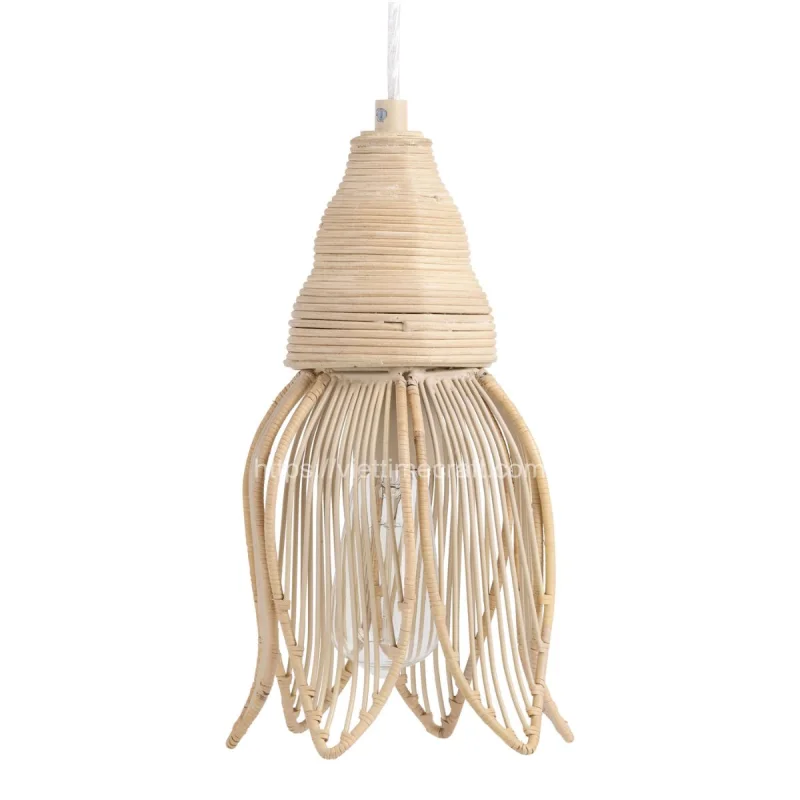 Hand Woven Rattan Lampshade, Floral Pendant Lamp