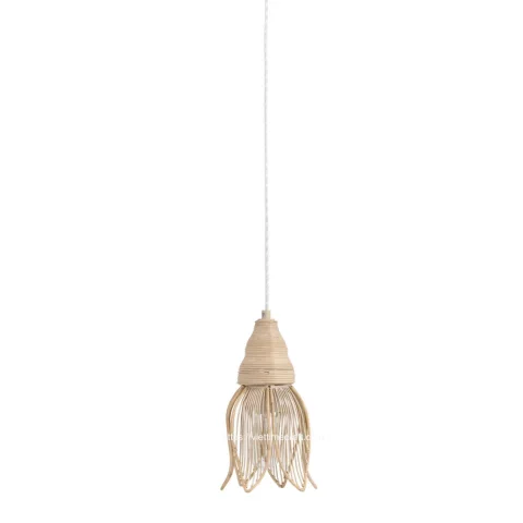 Hand Woven Rattan Lampshade, Floral Pendant Lamp