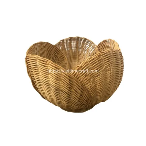 Set Wicker Scalloped Edge Rattan Basket And Tray, Bowl Wholesale