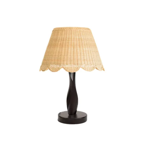 Rattan Export Wholesale Scalloped Wicker/Rattan Table Lamp - REX-M0901