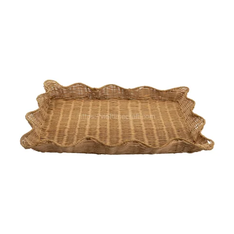 Rectangle Scalloped Rattan Tray Vietnam Wholesale