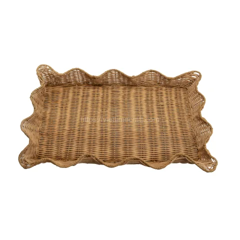 Rectangle Scalloped Rattan Tray Vietnam Wholesale