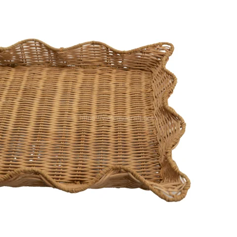 Rectangle Scalloped Rattan Tray Vietnam Wholesale
