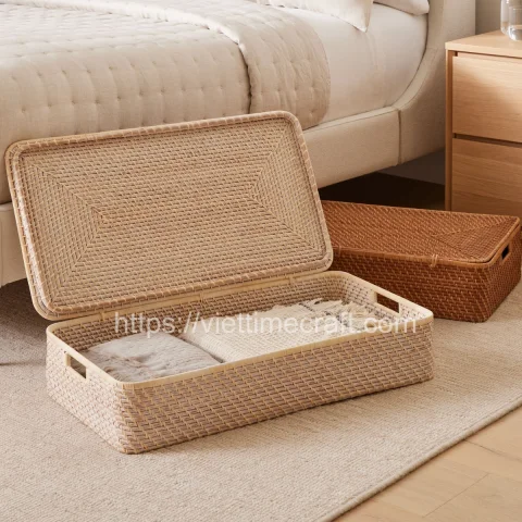 Modern Rattan Underbed Basket
