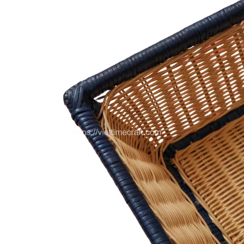 New Design Navy Color Edge Rattan Tray