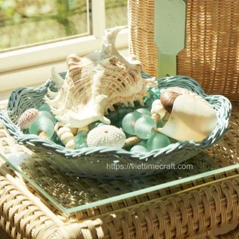 Wavy Rattan Tray Sapphire Ocean Trend Color
