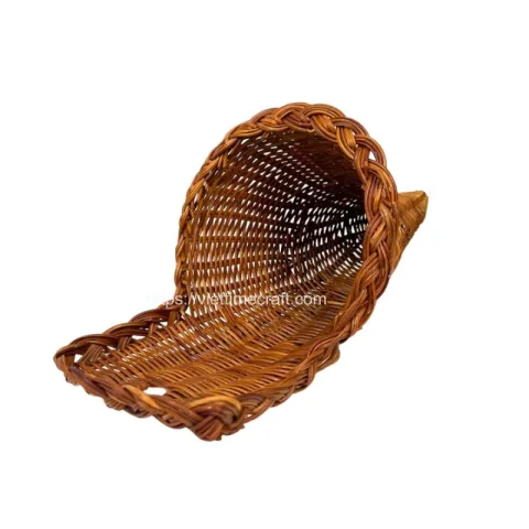 Brown Rattan Wicker Cornucopia Horn Basket Vietnam Wholesale