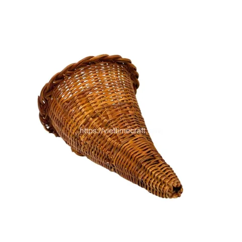 Brown Rattan Wicker Cornucopia Horn Basket Vietnam Wholesale