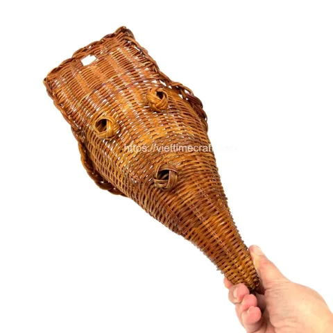 Brown Rattan Wicker Cornucopia Horn Basket Vietnam Wholesale