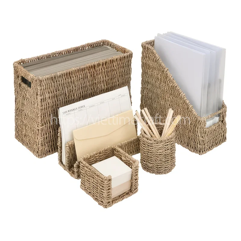 5-Piece Seagrass Desk Organizer Set Wholesale – C00639