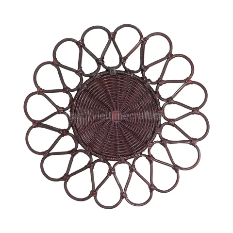 Set of 3 Colorful Rattan Flower Placemats