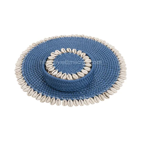Rattan Export Mây tấm lót bàn với Seashells cho bán sỉ - REX-M0960