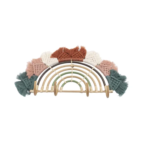 Rainbow Shaped Rattan Coat Rack Hanging Wall
