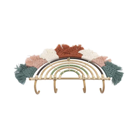 Rainbow Shaped Rattan Coat Rack Hanging Wall