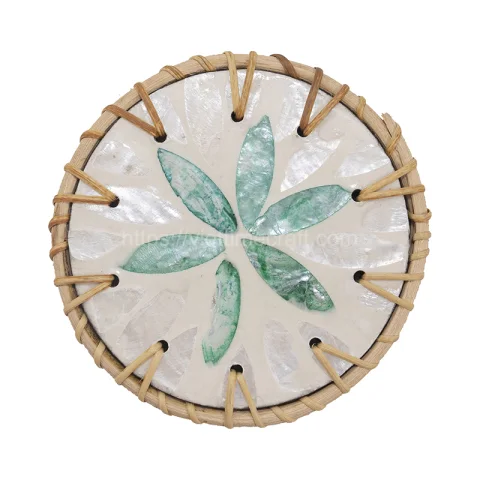 Rattan Export Intrecciato a mano rattan madreperla sottobicchiere - REX-M0987