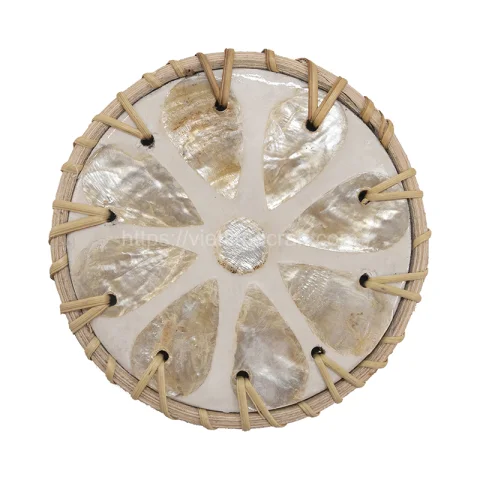 Handwoven Rattan Mother Of Pearl Coaster
