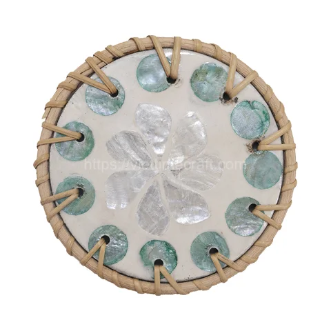 Rattan Export Foglia motivo rattan madreperla sottobicchiere - REX-M0988