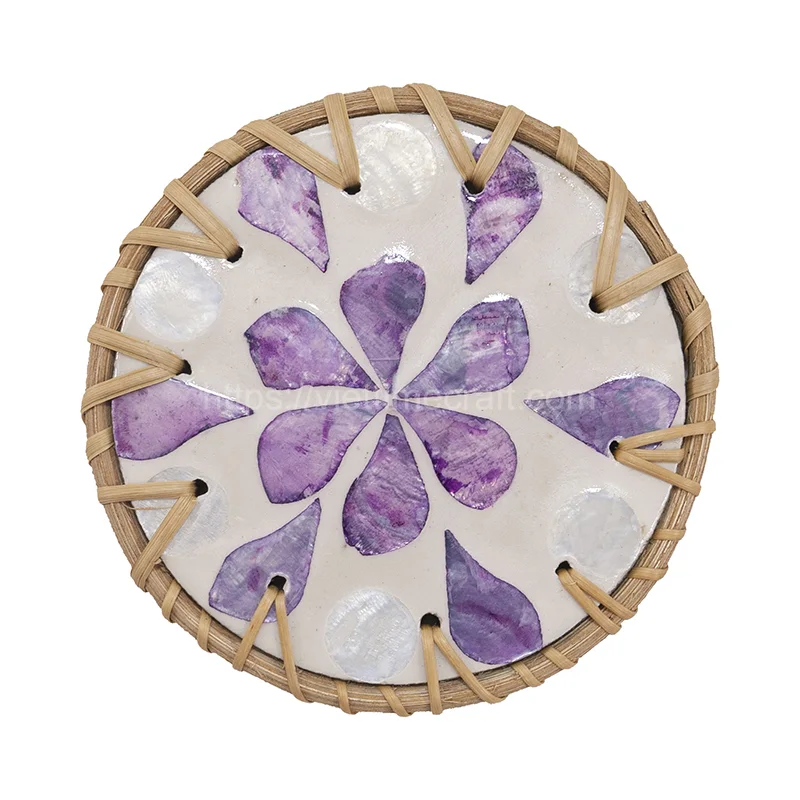 Rattan Mother Of Pearl Coaster- M0989