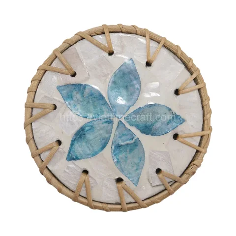 Rattan Mother Of Pearl Coaster- M0989